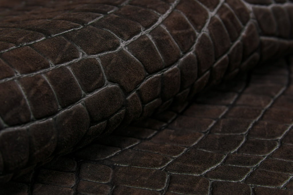 アウトレット】イタリア産クロコ型押しアンチックスエード｜革販売